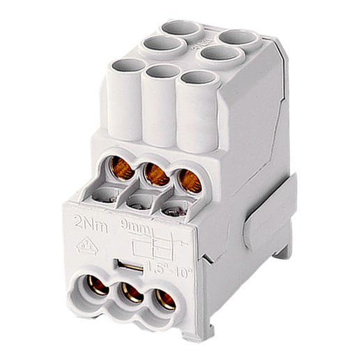 [/080010-0-4] Verdeelklem UVB100 1p 2x16, 6x6mm² grijs