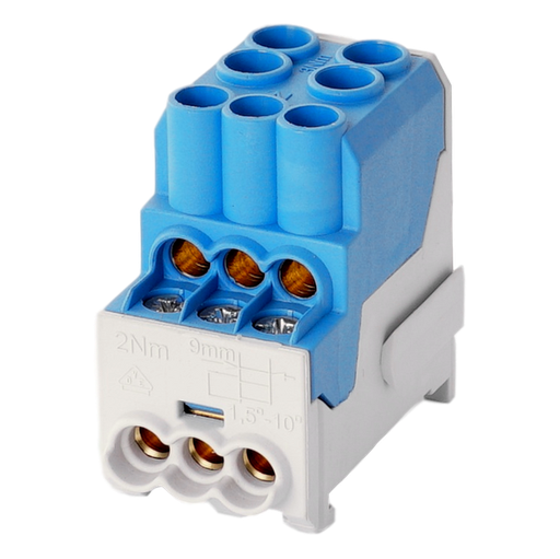 [/080010-1-4] Verdeelklem UVB100 1p 2x16, 6x6mm² blauw