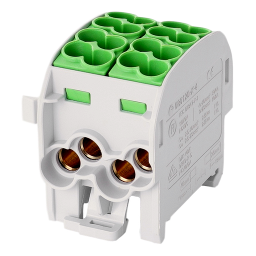 [/080120-2-4] Borne de dériv. HLAK25 C 1p 4x25, 4x16mm² Cu PE verte