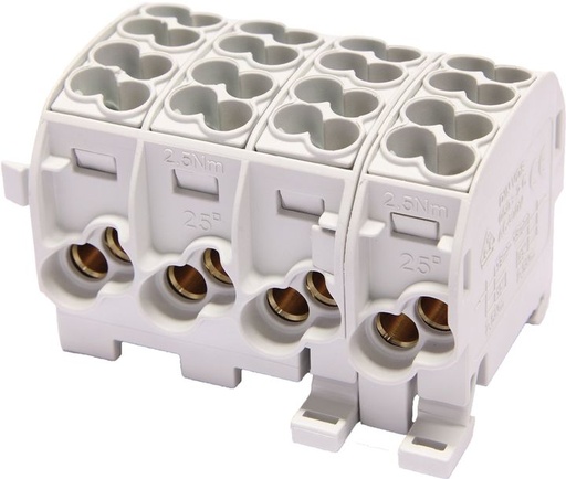[/080140-0-3] Aftakklem HLAK25 C 4p 2x25, 2x16mm² Cu+Al 4L