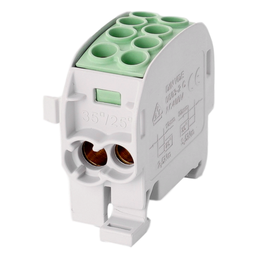 [/080210-2-4] Bornier de dériv. HLAK35 C 1p 2x35, 2x25mm² Cu PE vert