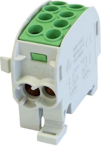 [/080210-3-4] Bornier de dériv. HLAK35 C 1p 2x35, 2x25mm² Cu L brun