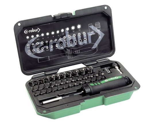 [/221191] 40-piece ratchet screwdriver, bit and socket set