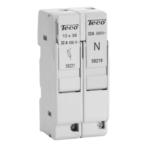 [/59227] Zekeringsscheider kompakt Teco F+N 10x38 2 mod breed