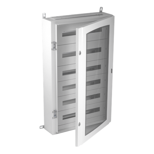 [/65AS144PT150BW] Metalen. kast IP65 144 mod. (150mm) Doorz. deur + KITTT
