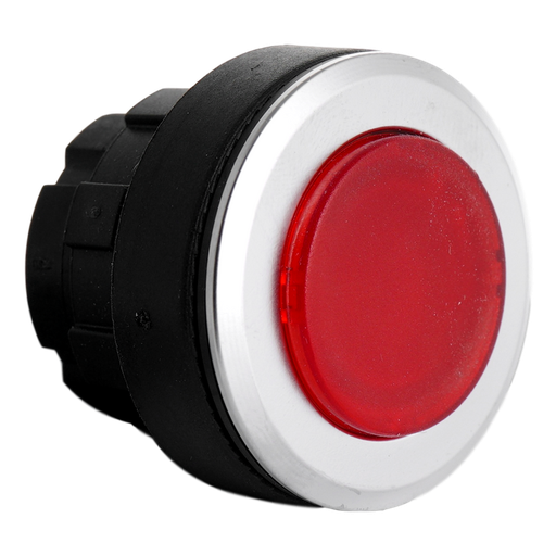 [/B5DLRT] Bouton poussoir lumineux rouge, bague métal.