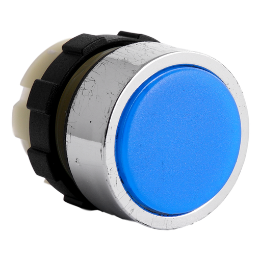 [/BC3DLBL] Druckknopfkappe  für Leuchttaster IP67 22.5mm Chrom Blau