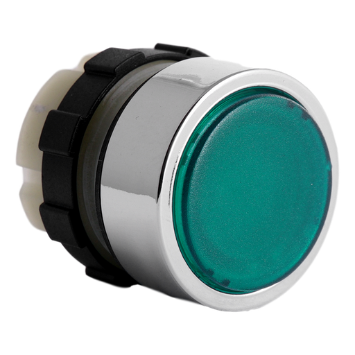[/BC3DLGN] Druckknopfkappe  für Leuchttaster IP67 22.5mm Chrom Grün