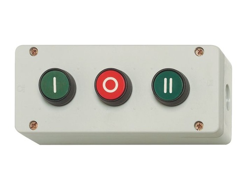 [/BG30] Gehäusedose für 3 Druckknopf Rot Grün "I - 0 - II"