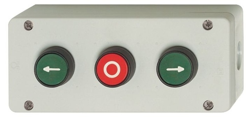 [/BG30PF] Gehäusedose für 3 Druckknopf Rot Grün "< - 0 - I>"