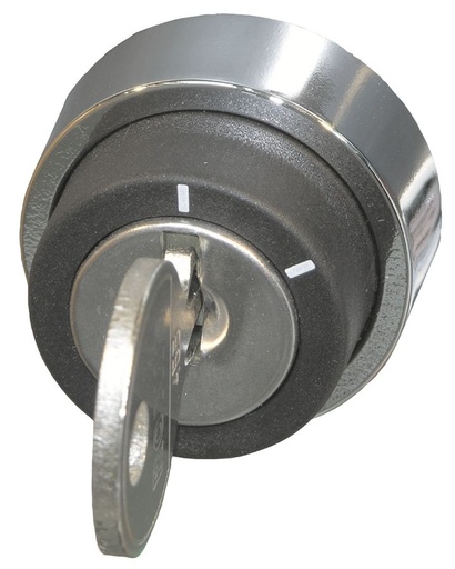 [/BS3SARR0] Bouton tournant à clé I-0-II, avec bague plastique noire