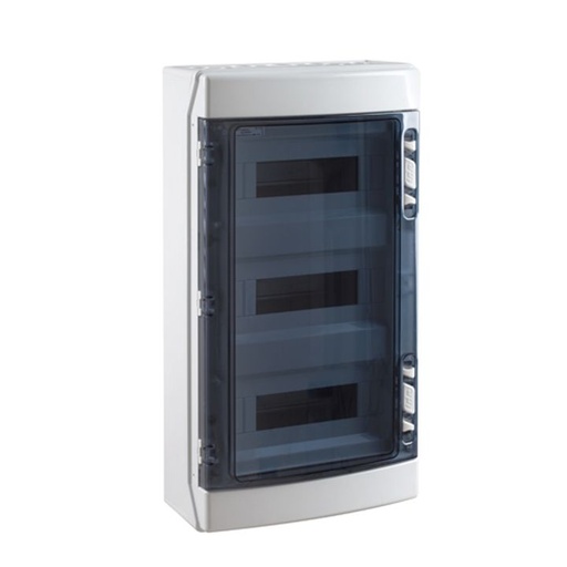 [/CDN36PT3FRR] Opbouwkast IP65 transp. deur 3x 12 mod. + aardingsrail