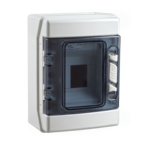 [/CDN4PTRR] Opbouwkast IP65 transp. deur 1x 4 mod. + aardingsrail