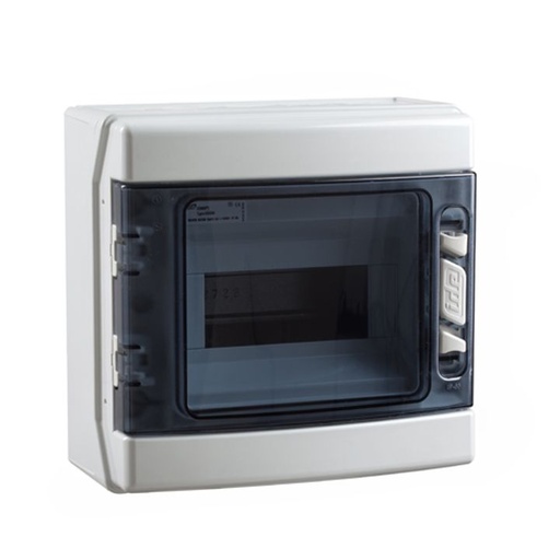 [/CDN8PTRR] Aufputz-Modulgehäuse IP65 1x8 Mod + Erdungsschiene Tür Tra.