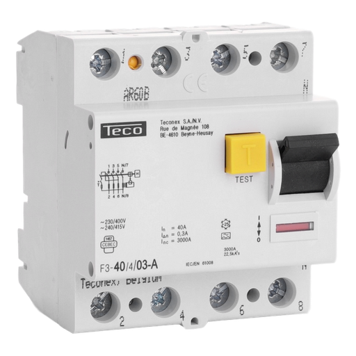 [/F340403A] Diff. schak. Teco 4P 40A 300mA Type A 3kA