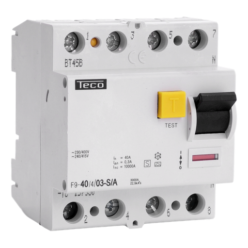 [/F940403SA] Differentialschalter Teco 4P 40A 300mA Type S-A