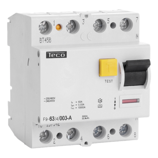 [/F9634003A] Differentialschalter Teco 4P 63A 30mA Type A