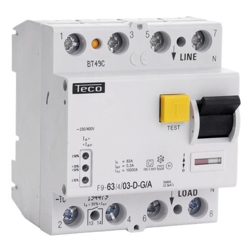 [/F963403DGA] Differentialschalter Teco 4p 63A 300mA Dig. Type A