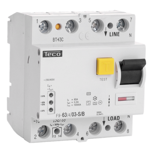 [/F963403SB] Differentialschalter Teco 4P 63A 300mA Type S-B
