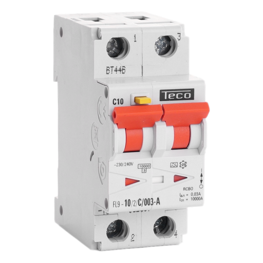 [/FL9102C003A] RCBO Teco 2p 10A Curve C Type A 30mA