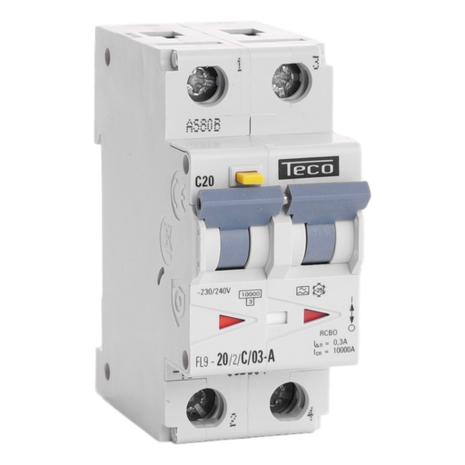 [/FL9202C03A] RCBO Teco 2p 20A Kurve C Type A 300mA