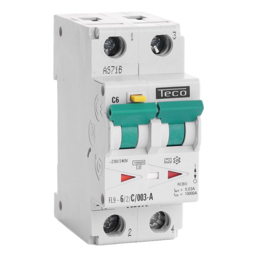 [/FL962C003A] RCBO Teco 2p 6A Curve C Type A 30mA