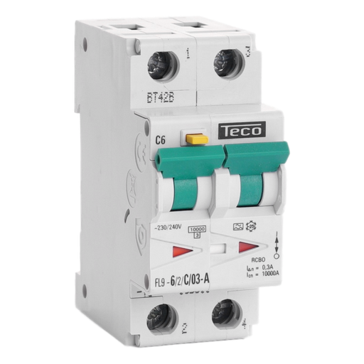 [/FL962C03A] Disj. diff. Teco 2p 6A Courbe C Type A 300mA