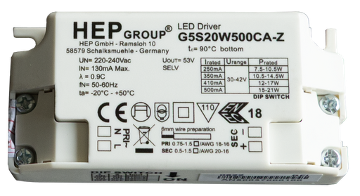 [/G5S20W500CA-Z-C] Treiber HEP Fixed 20W für PANAMA  mit Stecker Male Connector