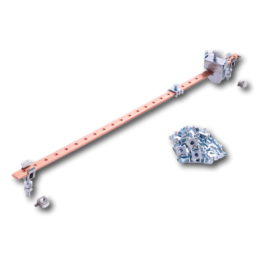 [/KITTT] Kit Aardingsrail 12x3x550mm, 28xM5+ vijzen en klemmen