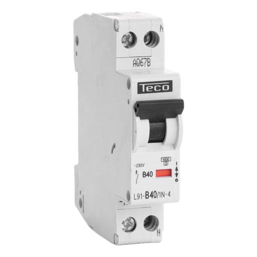 [/L91B401N4] Sicherungsautomat Teco 1N 40A 4,5kA Kurve B 1 Modul