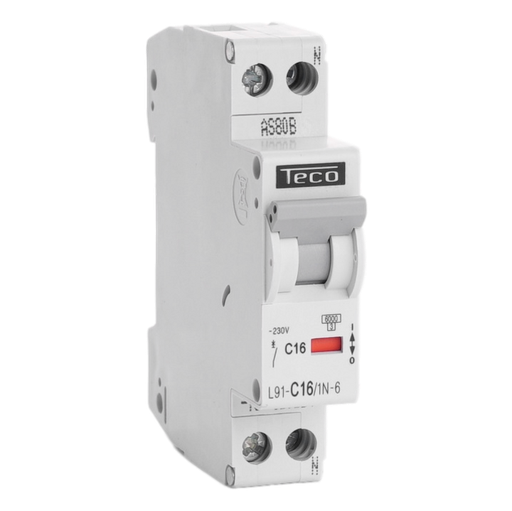 [/L91C161N6] Sicherungsautomat Teco 1N 16A 6kA Kurve C 1 Modul
