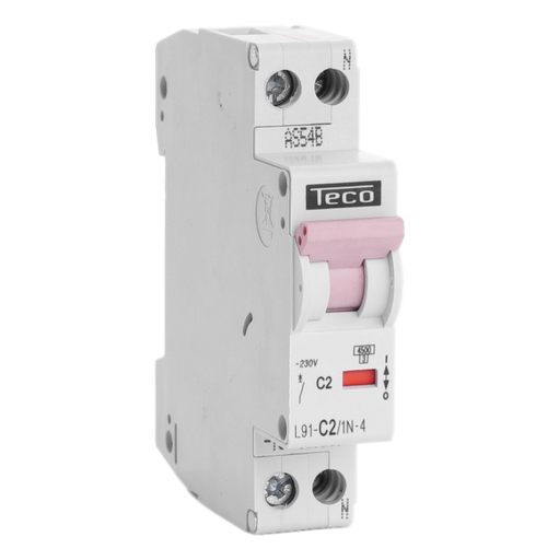 [/L91C21N4] Sicherungsautomat Teco 1N 2A 4,5kA Kurve C 1 Modul