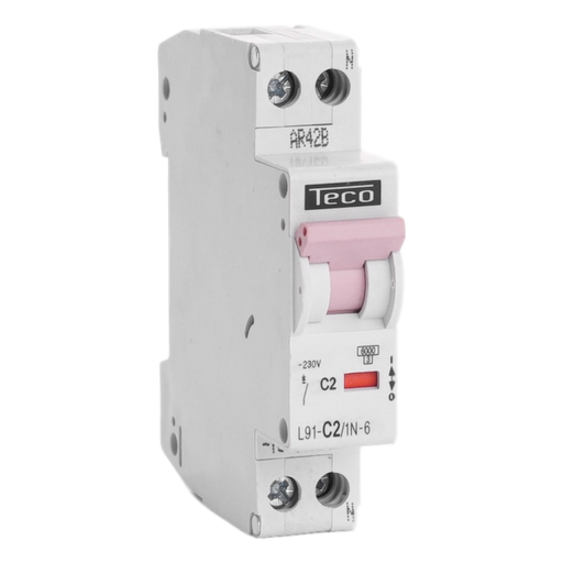 [/L91C21N6] Sicherungsautomat Teco 1N 2A 6kA Kurve C 1 Modul