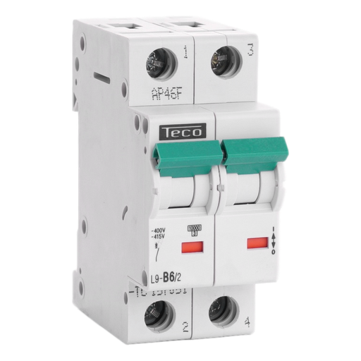 [/L9B62] Automaat Teco 2P 6A 10kA Curve B