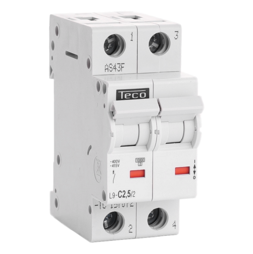 [/L9C2.52] Automaat Teco 2P 2,5A 10kA Curve C