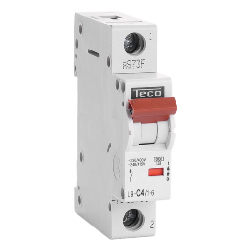 [/L9C416] Sicherungsautomat Teco 1P 4A 6kA Kurve C