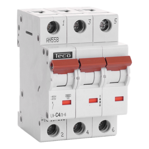 [/L9C436] Disjoncteur Teco 3P 4A 6kA Courbe C
