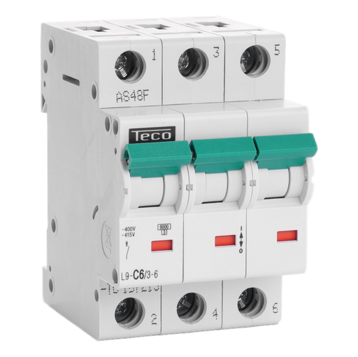 [/L9C636] Automaat Teco 3P 6A 6kA Curve C
