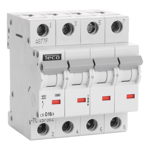 [/L9D164] Automaat Teco 4P 16A 10kA Curve D