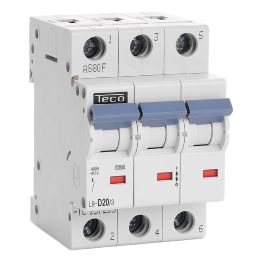 [/L9D203] Sicherungsautomat Teco 3P 20A 10kA Kurve D