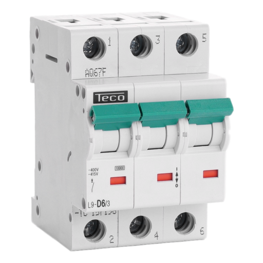 [/L9D63] Automaat Teco 3P 6A 10kA Curve D