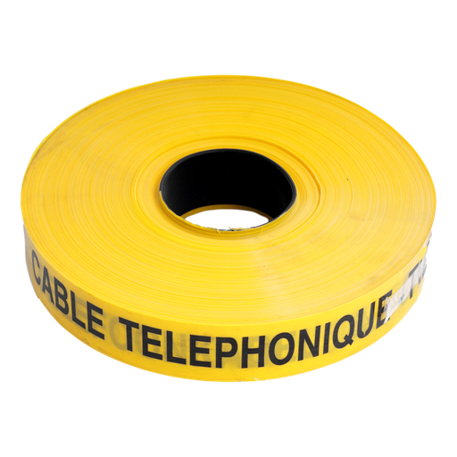 [/RAQ42151689] Waarschuwingsband 0,15mmx40mmx250m Ge/Zw 'telefoonkabel'