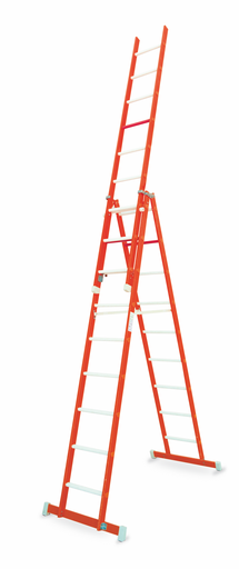 [/SOFEF/3-3808] Dubb. ladder met uitschuifb. deel, 2x8+8 sporten