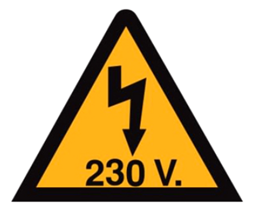 [/SOFVT-230V10] Klebedreieck, 105mm, Pfeil & 230V