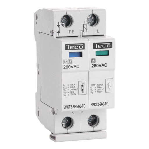 [/SPCT22801NPE] Type 2 overspanningsbeveiliger Teco 1p+N 280V