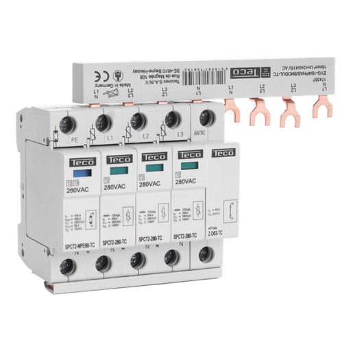 [/SPCT22803NPEBB] Typ 2 Überspannungsschutz 3+1P 280VAC + Verbindung