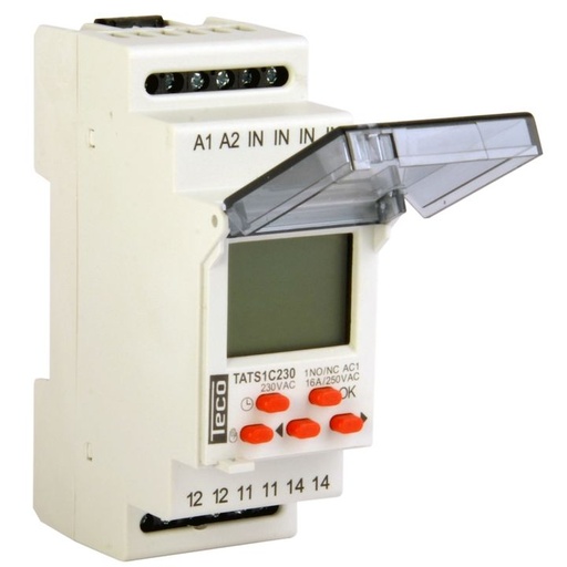 [/TATS1C230B] Digitale astronomische klok Teco 1w 16A 230V verv. bat.