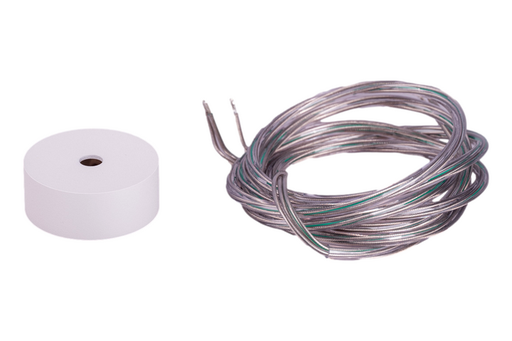 [/TFAXXRCABLW2] Ronde rozet 60x40 Wit + PVC + PVC kabel 3g0,75mm transparant 215cm