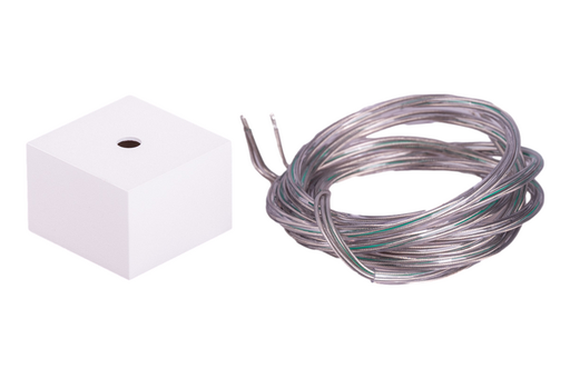 [/TFAXXSCABLW2] Vierkante rozet 60x40 Wit + PVC + PVC kabel 3g0,75mm transparant 215cm