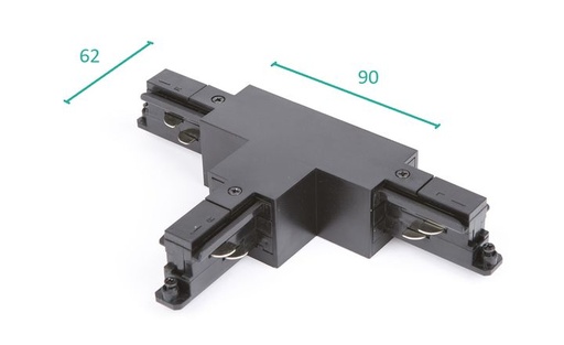 [/TLZ000B002TR] T-Connector rechts-rechts Zwart voor Teco 3P-Track